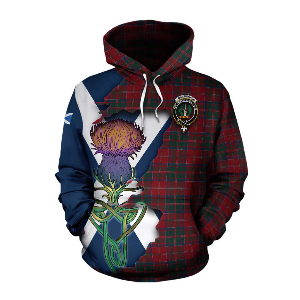 Tartan Vibes Clothing MacDonald (McDonald) of Glencoe Tartan Family Crest Cotton Hoodie Scottish Thistle Celtic Inspired