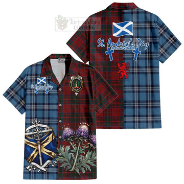 MacDonald (McDonald) of Glencoe Tartan Hawaiian Shirt Happy St. Andrew's Day Half Tartan Style Kid - Tartan Vibes Clothing