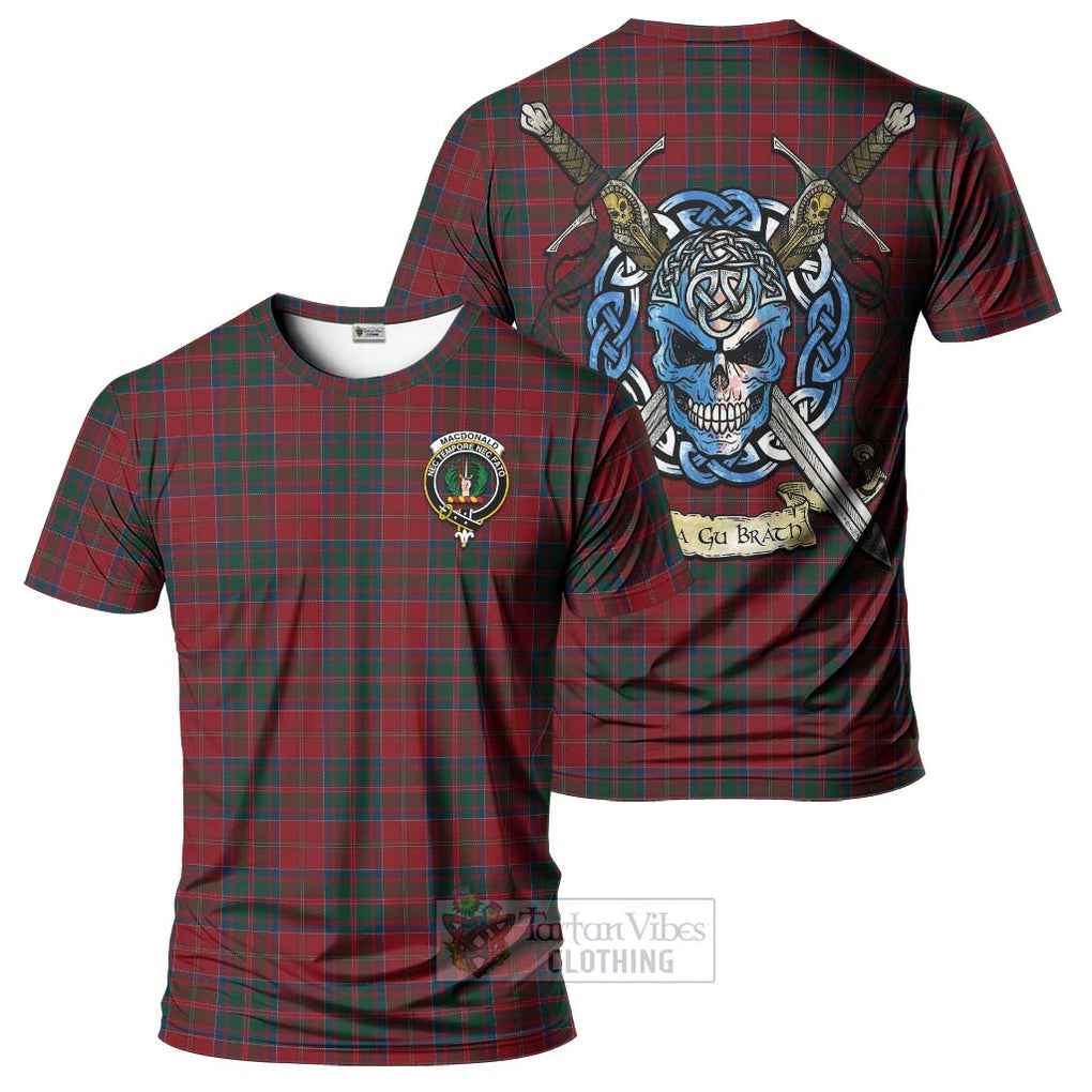 Tartan Vibes Clothing MacDonald (McDonald) of Glencoe Tartan T-Shirt with Family Crest Celtic Skull Style