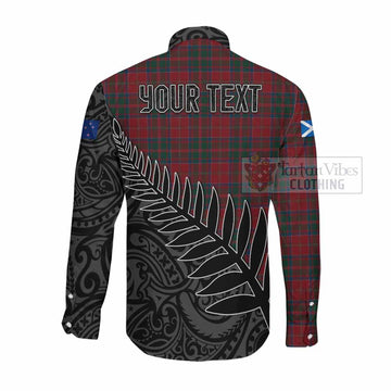 Tartan Vibes Clothing MacDonald (McDonald) of Glencoe Crest Tartan Long Sleeve Button Shirt with New Zealand Silver Fern Half Style