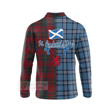 MacDonald (McDonald) of Glencoe Tartan Long Sleeve Polo Shirt Happy St. Andrew's Day Half Tartan Style - Tartan Vibes Clothing