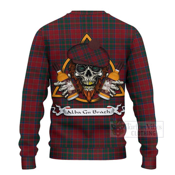 MacDonald (McDonald) of Glencoe Tartan Ugly Sweater with Family Crest and Bearded Skull Holding Bottles of Whiskey - Tartan Vibes Clothing