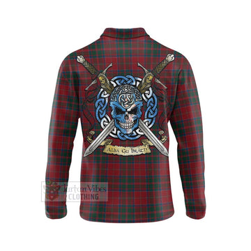 MacDonald (McDonald) of Glencoe Tartan Long Sleeve Polo Shirt with Family Crest Celtic Skull Style - Tartan Vibes Clothing