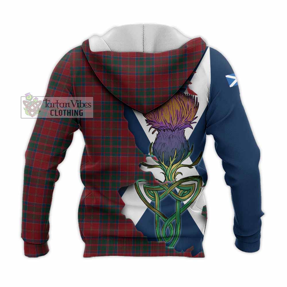 Tartan Vibes Clothing MacDonald (McDonald) of Glencoe Tartan Family Crest Knitted Hoodie Scottish Thistle Celtic Inspired