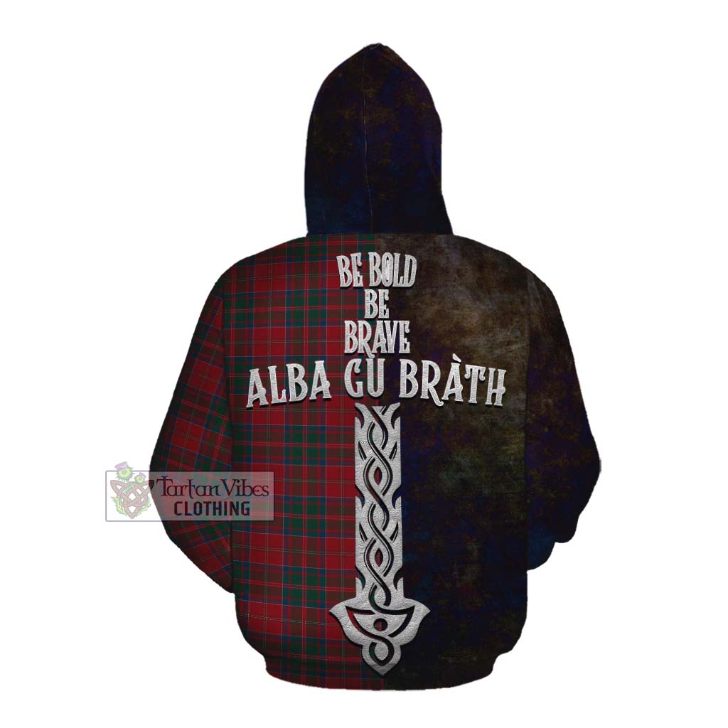 Tartan Vibes Clothing MacDonald (McDonald) of Glencoe Tartan Family Crest Cotton Hoodie Alba Gu Brath Be Brave Lion Ancient Style