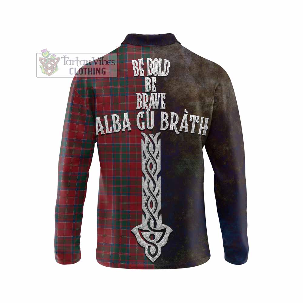 Tartan Vibes Clothing MacDonald (McDonald) of Glencoe Tartan Family Crest Long Sleeve Polo Shirt Alba Gu Brath Be Brave Lion Ancient Style