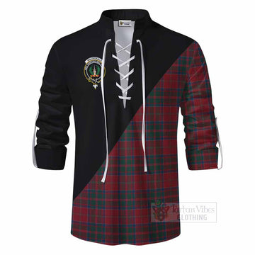 MacDonald (McDonald) of Glencoe Tartan Ghillie Kilt Shirt with Family Crest and Military Logo Style - Tartan Vibes Clothing