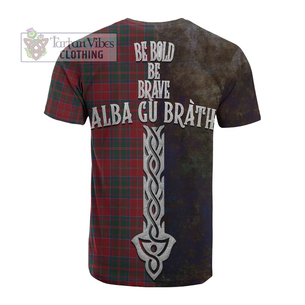 Tartan Vibes Clothing MacDonald (McDonald) of Glencoe Tartan Family Crest Cotton T-shirt Alba Gu Brath Be Brave Lion Ancient Style