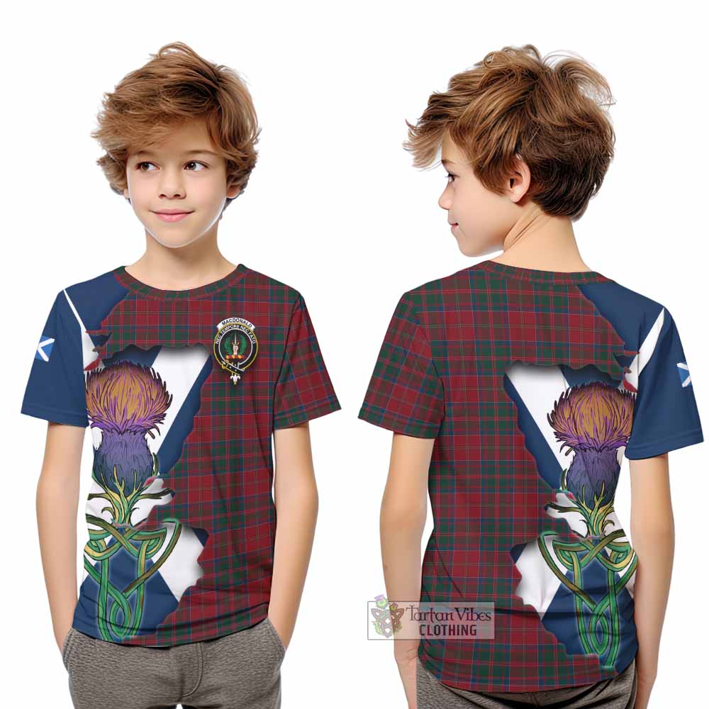 Tartan Vibes Clothing MacDonald (McDonald) of Glencoe Tartan Family Crest Kid T-Shirt Scottish Thistle Celtic Inspired