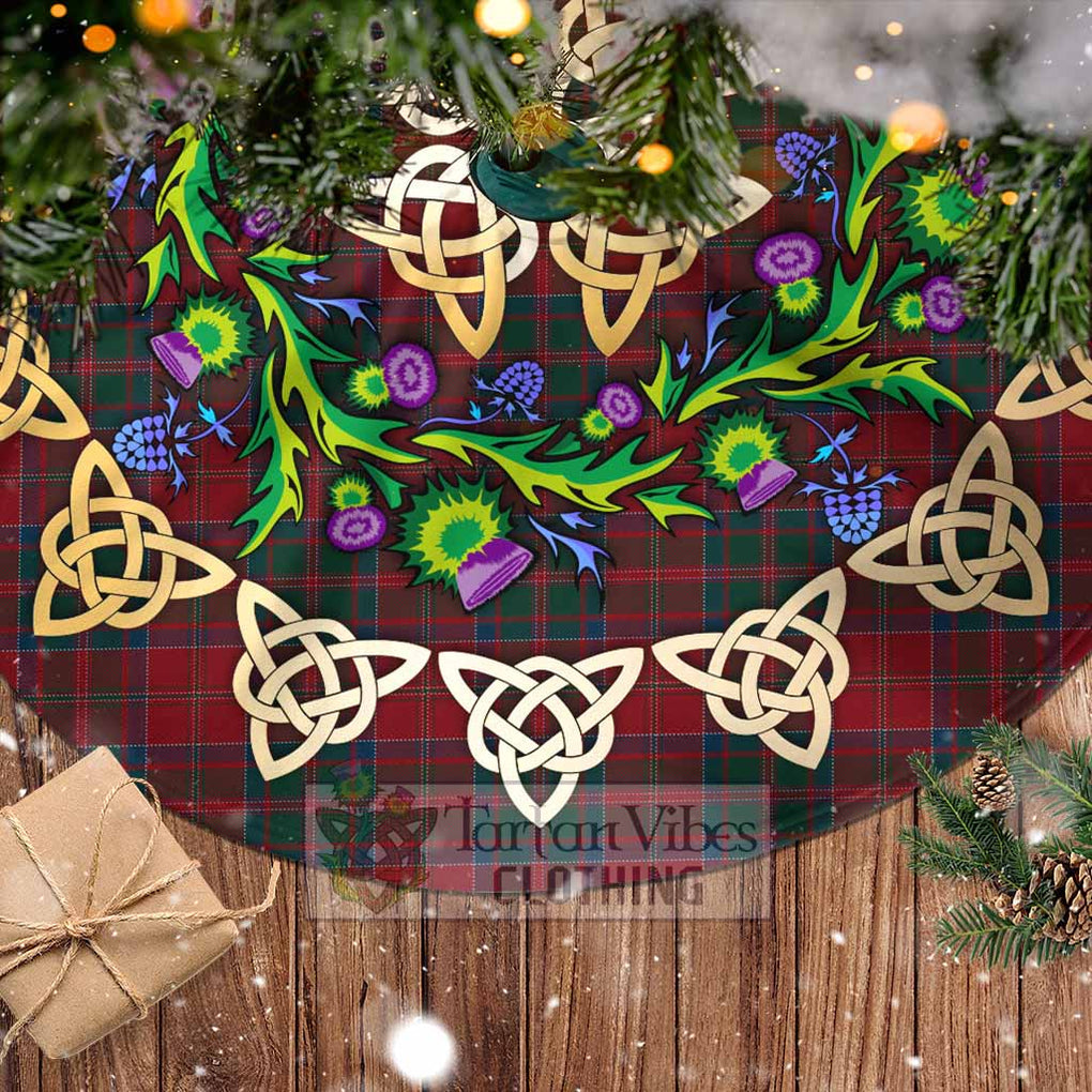 Tartan Vibes Clothing MacDonald (McDonald) of Glencoe Tartan Christmas Tree Skirt with Thistle Celtic Knot Style