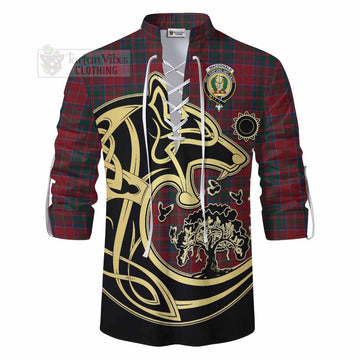 MacDonald (McDonald) of Glencoe Tartan Ghillie Kilt Shirt with Family Crest Celtic Wolf Style - Tartan Vibes Clothing