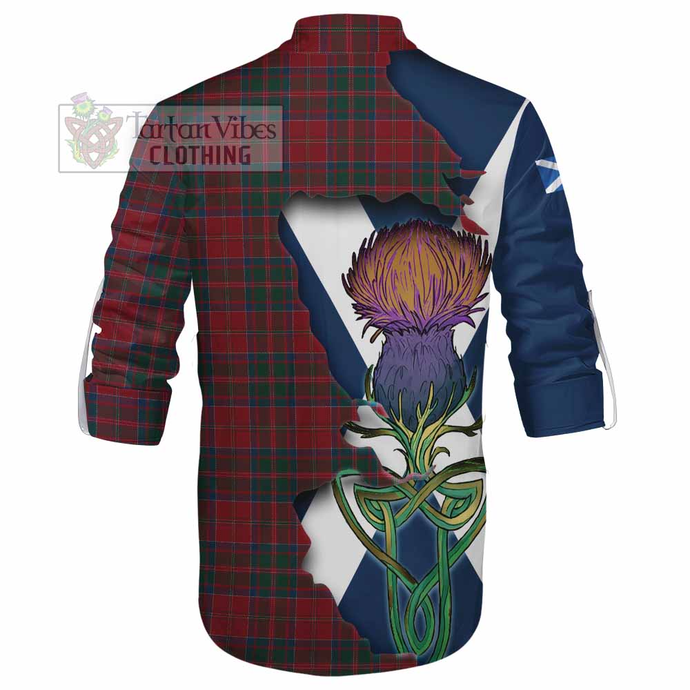 Tartan Vibes Clothing MacDonald (McDonald) of Glencoe Tartan Family Crest Ghillie Kilt Shirt Scottish Thistle Celtic Inspired