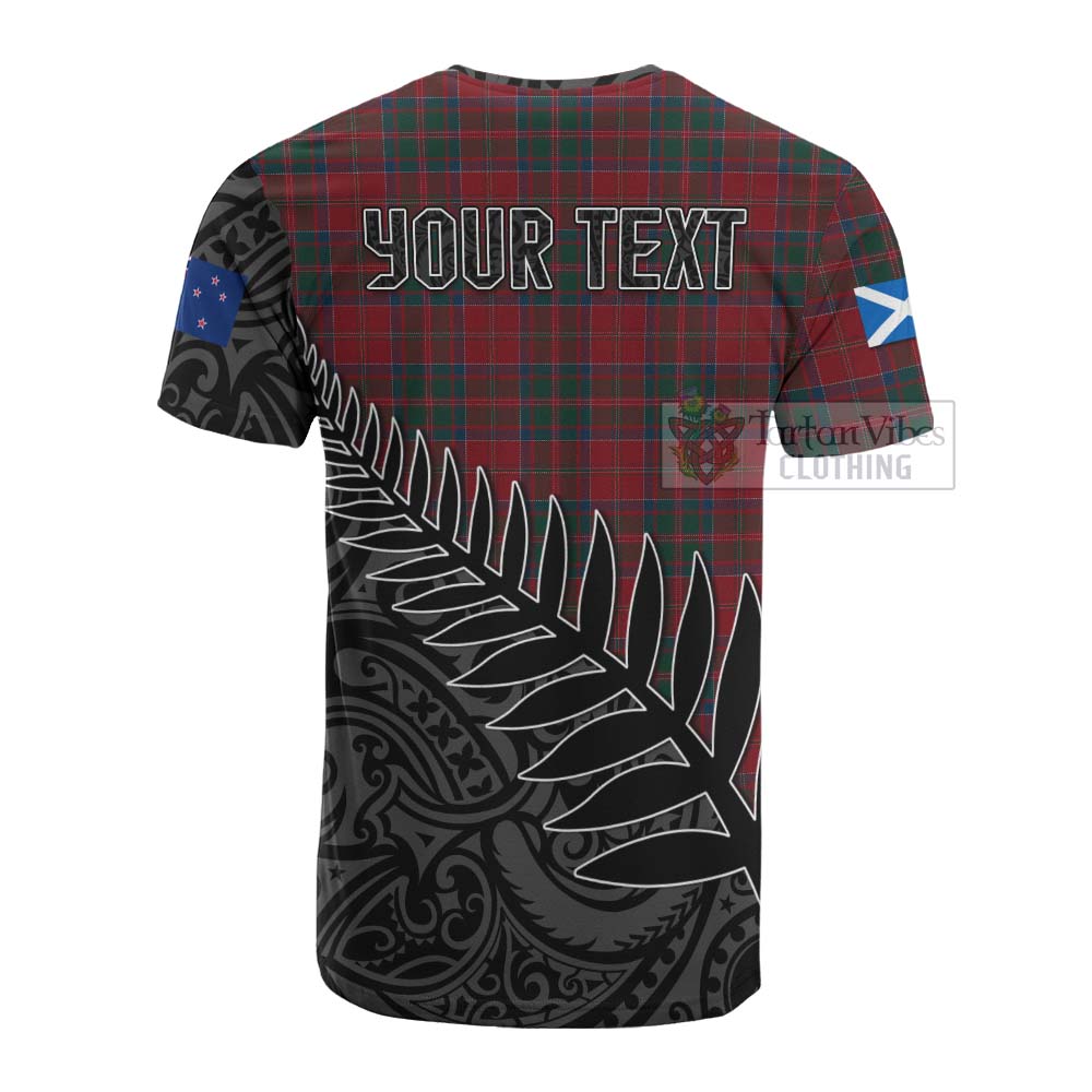 Tartan Vibes Clothing MacDonald (McDonald) of Glencoe Crest Tartan Cotton T-shirt with New Zealand Silver Fern Half Style