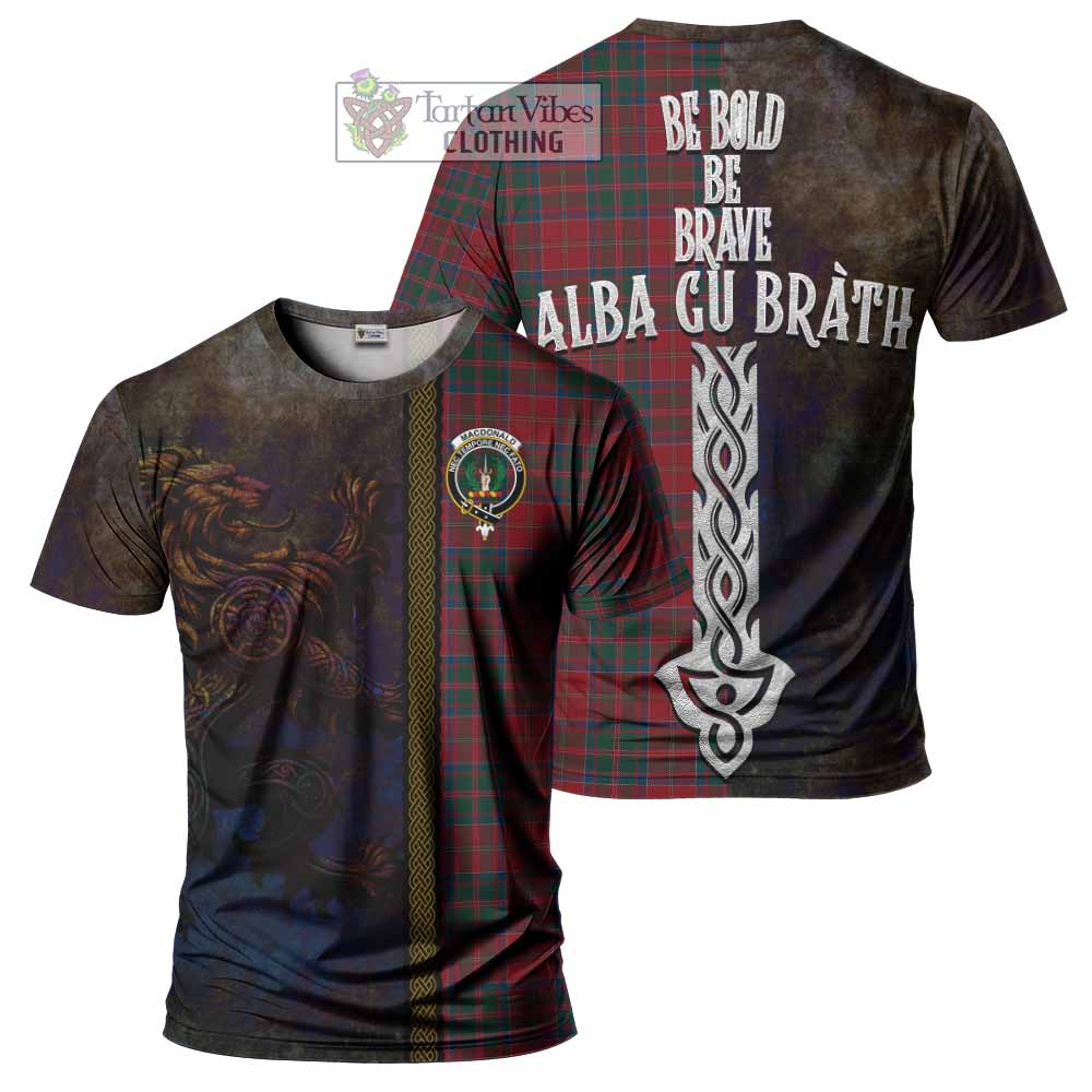 Tartan Vibes Clothing MacDonald (McDonald) of Glencoe Tartan Family Crest T-Shirt Alba Gu Brath Be Brave Lion Ancient Style