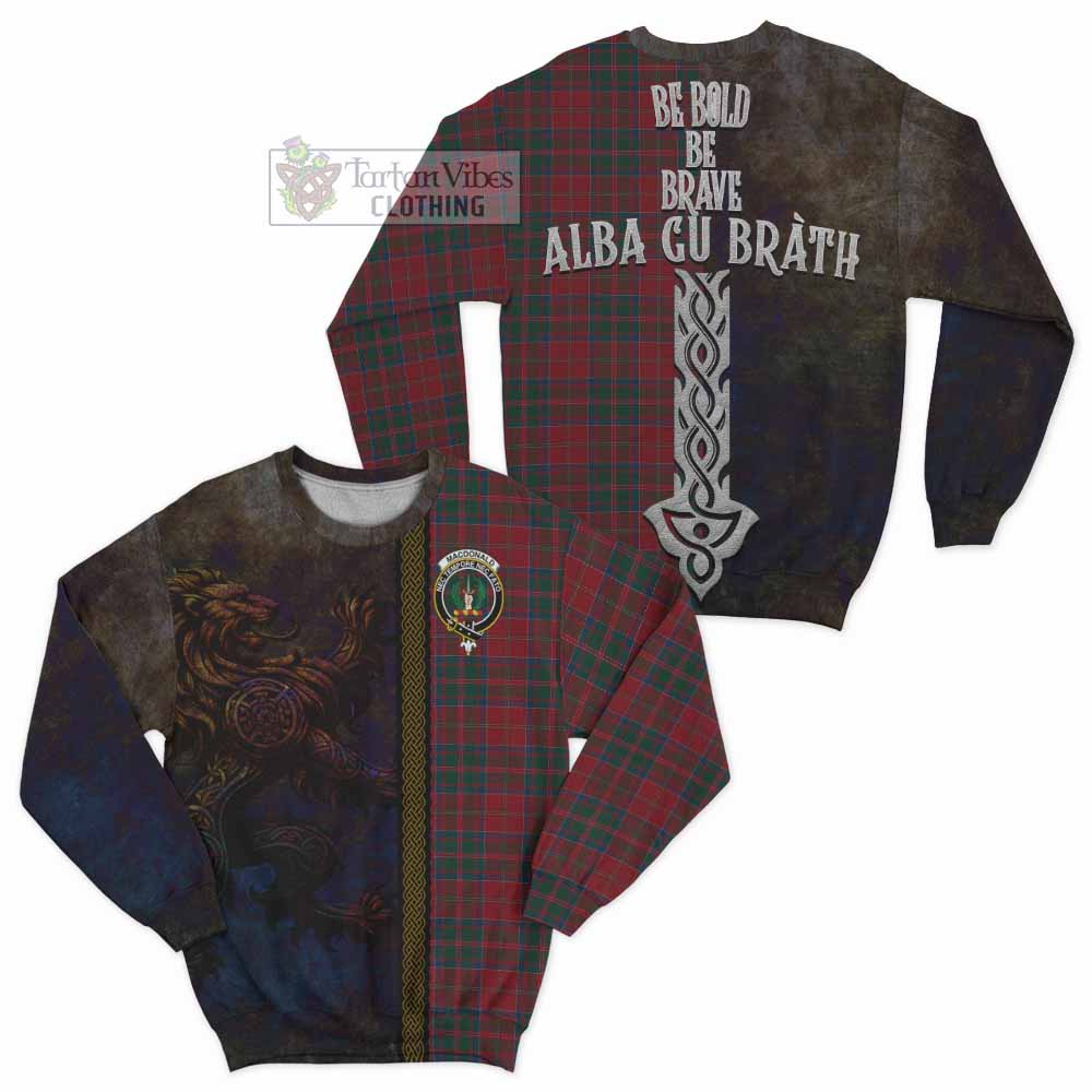 Tartan Vibes Clothing MacDonald (McDonald) of Glencoe Tartan Family Crest Sweatshirt Alba Gu Brath Be Brave Lion Ancient Style