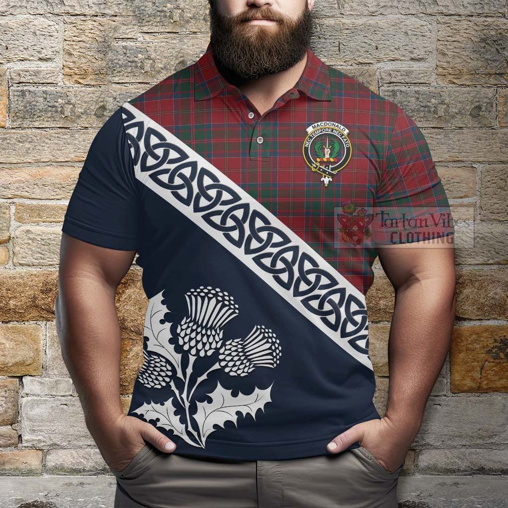 MacDonald (McDonald) of Glencoe Tartan Polo Shirt Featuring Thistle and Scotland Map - Tartanvibesclothing Store