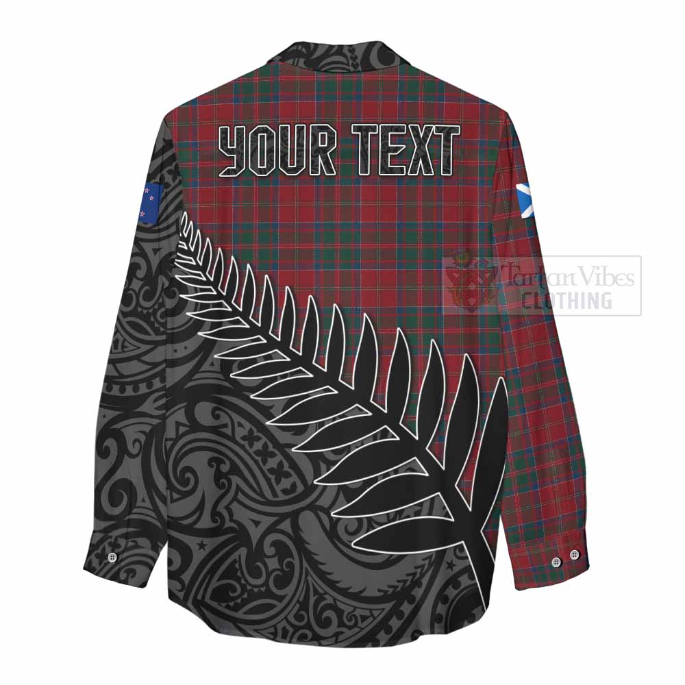 Tartan Vibes Clothing MacDonald (McDonald) of Glencoe Crest Tartan Women's Casual Shirt with New Zealand Silver Fern Half Style