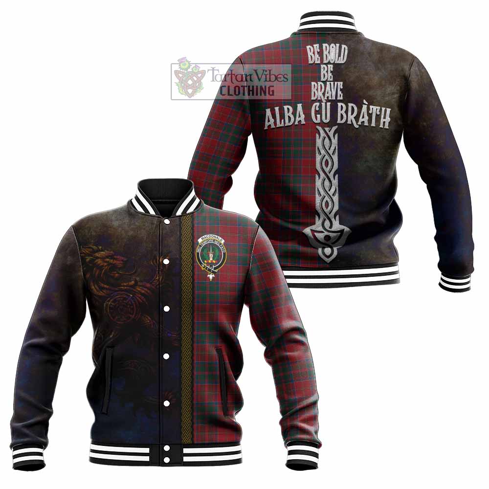 Tartan Vibes Clothing MacDonald (McDonald) of Glencoe Tartan Family Crest Baseball Jacket Alba Gu Brath Be Brave Lion Ancient Style