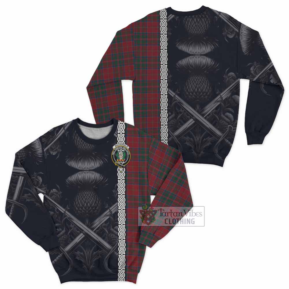MacDonald (McDonald) of Glencoe Tartan Sweatshirt with Family Crest Cross Sword Thistle Celtic Vibes - Tartan Vibes Clothing