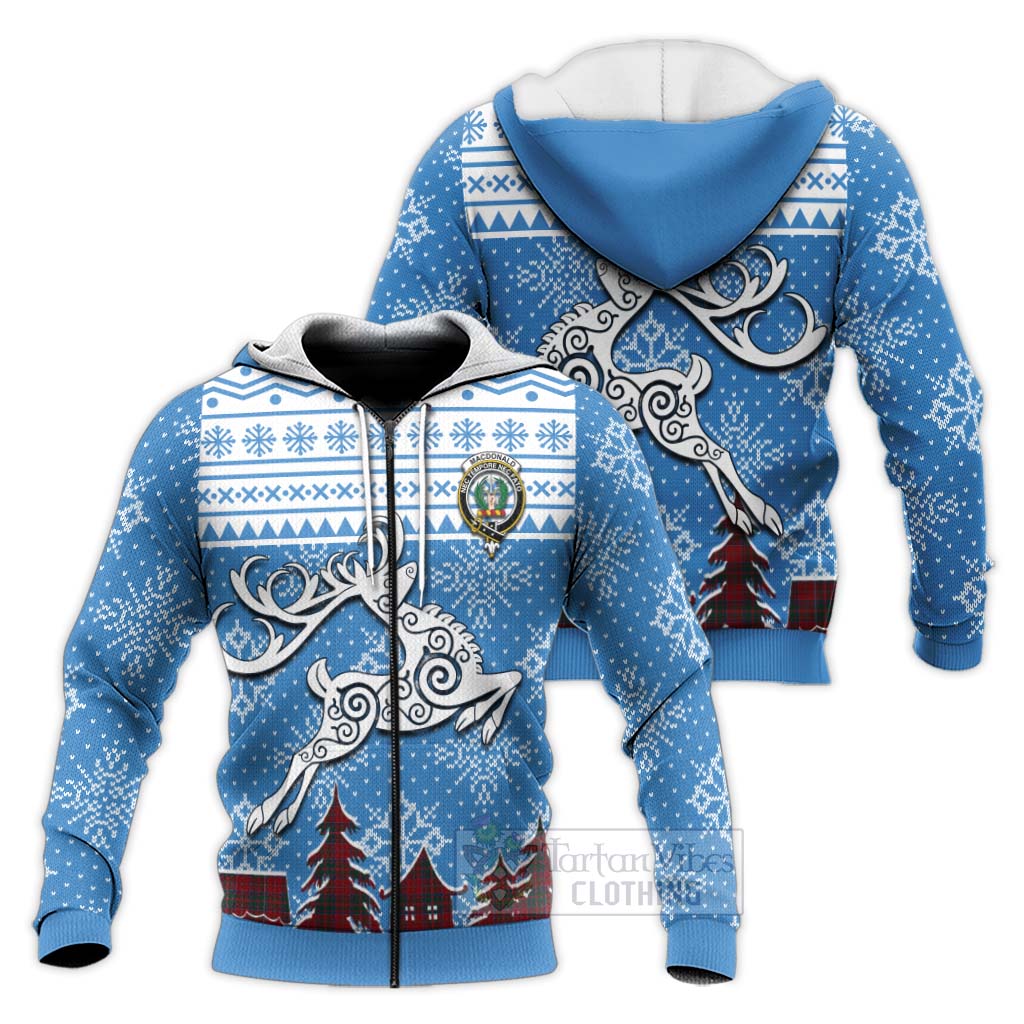 MacDonald (McDonald) of Glencoe Clan Christmas Knitted Hoodie Celtic Reindeer Style Unisex - Tartan Vibes Clothing