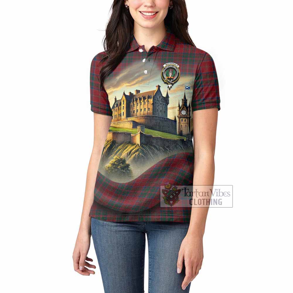 Tartan Vibes Clothing MacDonald (McDonald) of Glencoe Tartan Family Crest Women's Polo Shirt with Scottish Ancient Castle Stype