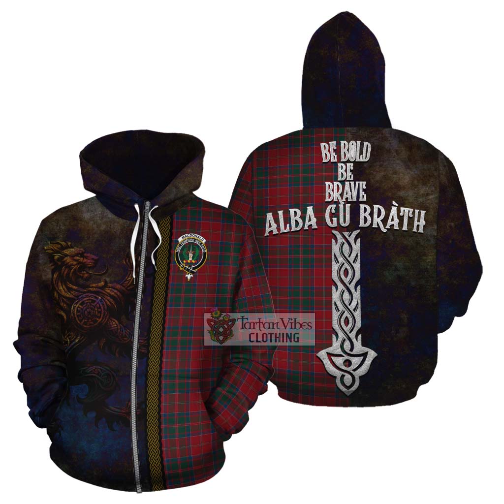 Tartan Vibes Clothing MacDonald (McDonald) of Glencoe Tartan Family Crest Cotton Hoodie Alba Gu Brath Be Brave Lion Ancient Style