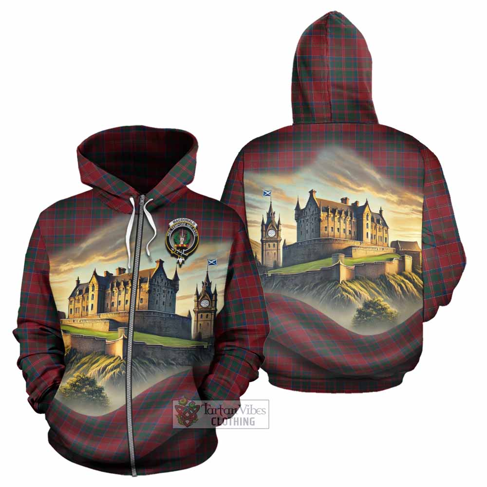 Tartan Vibes Clothing MacDonald (McDonald) of Glencoe Tartan Family Crest Hoodie with Scottish Ancient Castle Style