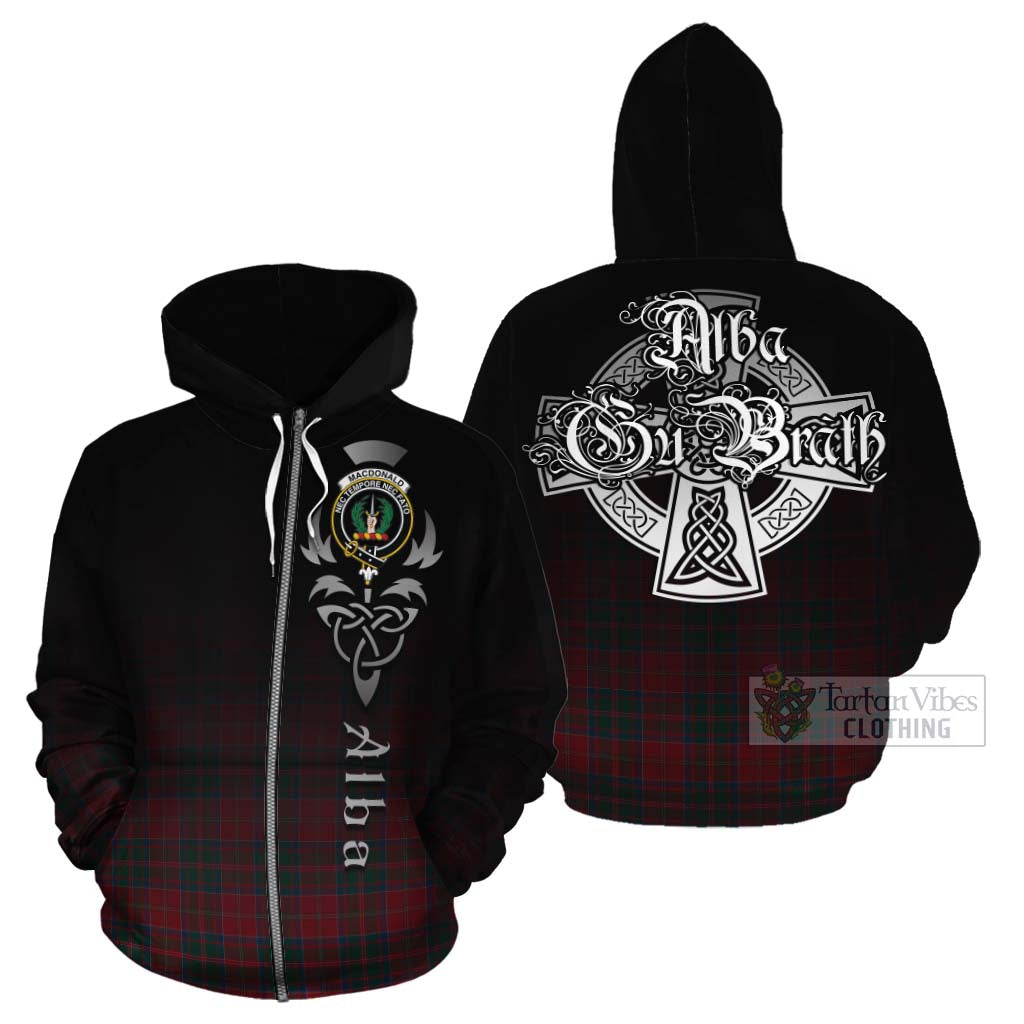 Tartan Vibes Clothing MacDonald (McDonald) of Glencoe Tartan Cotton Hoodie Featuring Alba Gu Brath Family Crest Celtic Inspired