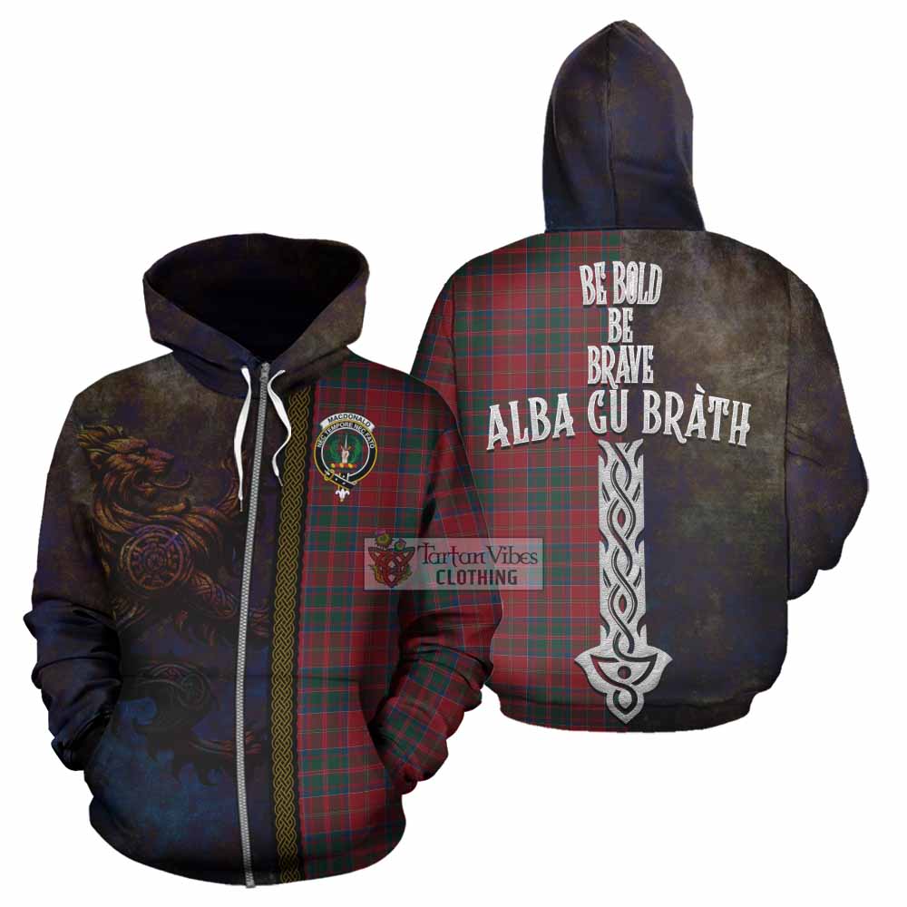 Tartan Vibes Clothing MacDonald (McDonald) of Glencoe Tartan Family Crest Hoodie Alba Gu Brath Be Brave Lion Ancient Style