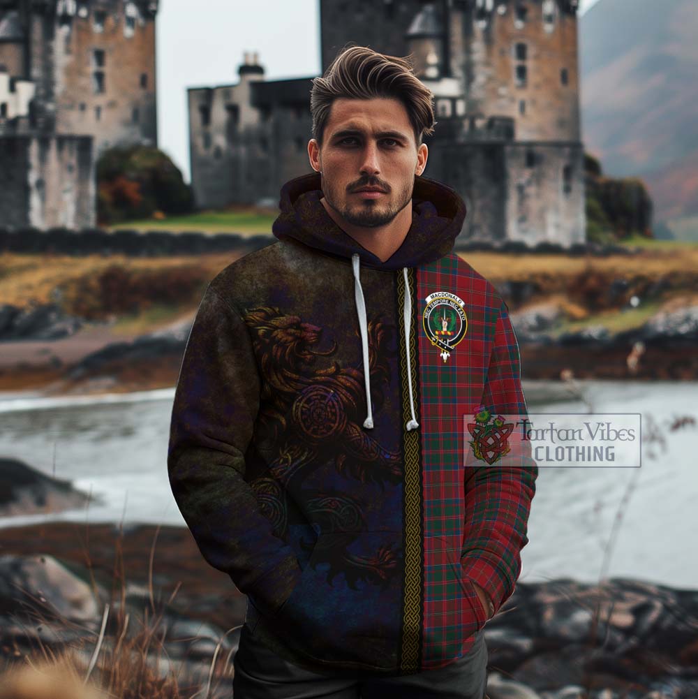 Tartan Vibes Clothing MacDonald (McDonald) of Glencoe Tartan Family Crest Cotton Hoodie Alba Gu Brath Be Brave Lion Ancient Style