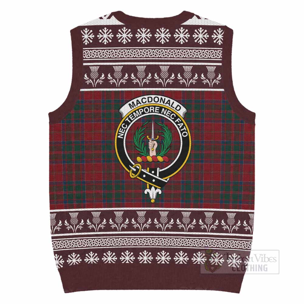 MacDonald (McDonald) of Glencoe Clan Tartan Christmas Knitted V-Neck Vest with Family Crest - Tartan Vibes Clothing