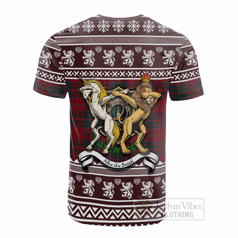 MacDonald (McDonald) of Glencoe Clan Tartan Crest Christmas Cotton T-shirt Coat of Arms Funny Style - Tartan Vibes Clothing