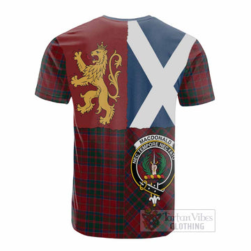 MacDonald (McDonald) of Glencoe Crest Tartan Cotton T-shirt with Lion Rampant Saltire Style