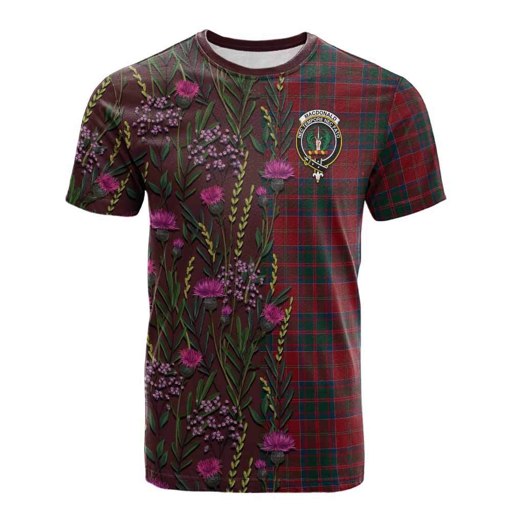 MacDonald (McDonald) of Glencoe Family Crest Tartan Cotton T-shirt Scottish Thistle Flower Pattern Half Style - Tartan Vibes Clothing