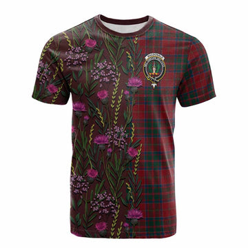 MacDonald (McDonald) of Glencoe Family Crest Tartan Cotton T-shirt Scottish Thistle Flower Pattern Half Style