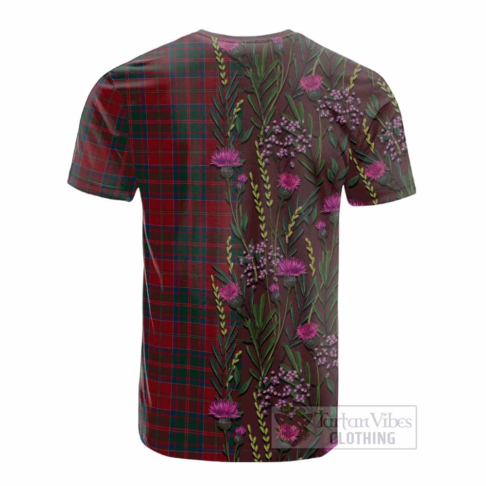MacDonald (McDonald) of Glencoe Family Crest Tartan Cotton T-shirt Scottish Thistle Flower Pattern Half Style - Tartan Vibes Clothing