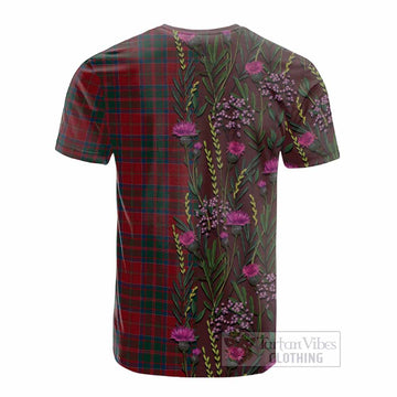 MacDonald (McDonald) of Glencoe Family Crest Tartan Cotton T-shirt Scottish Thistle Flower Pattern Half Style