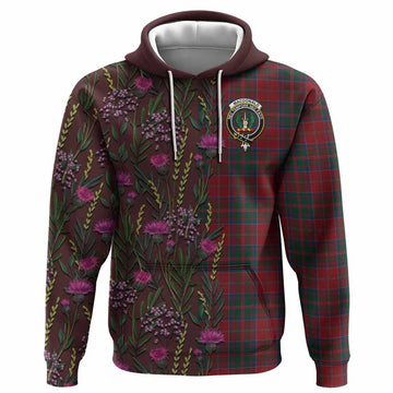 MacDonald (McDonald) of Glencoe Family Crest Tartan Hoodie Scottish Thistle Flower Pattern Half Style - Tartan Vibes Clothing