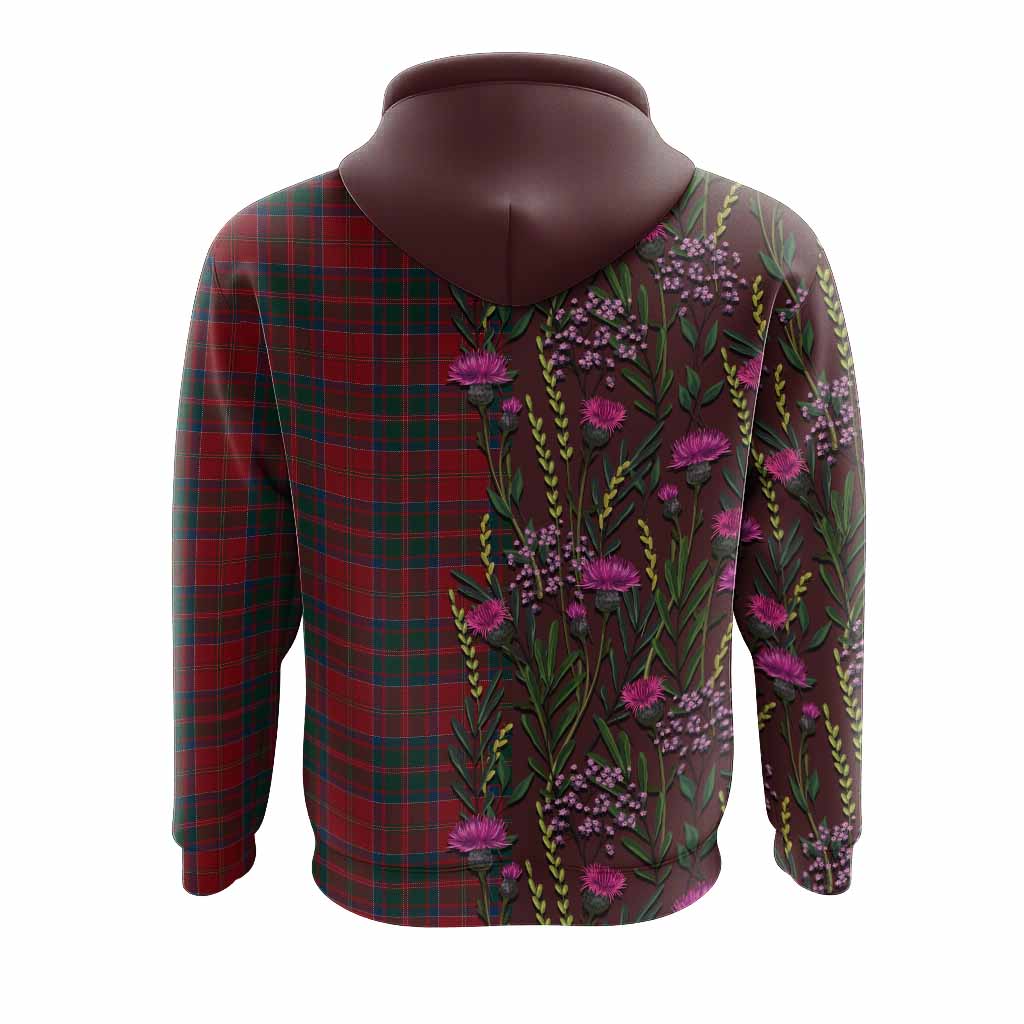 MacDonald (McDonald) of Glencoe Family Crest Tartan Hoodie Scottish Thistle Flower Pattern Half Style - Tartan Vibes Clothing
