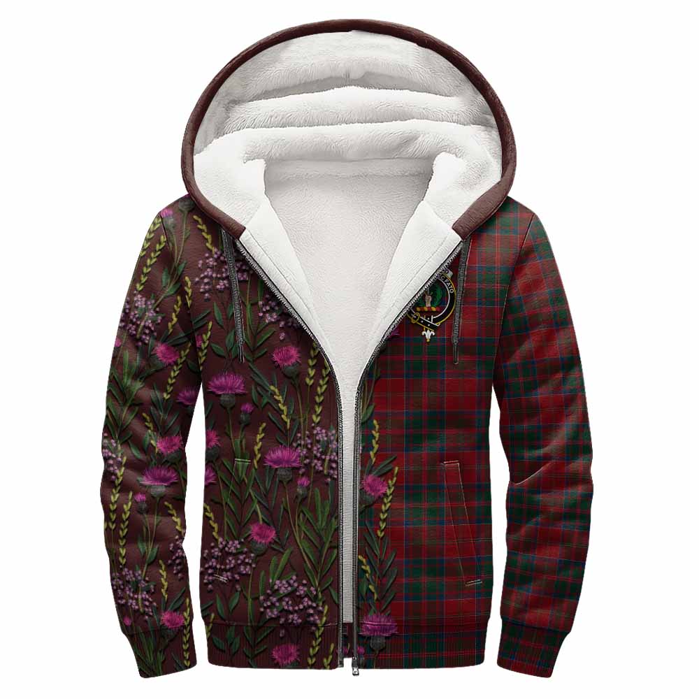 MacDonald (McDonald) of Glencoe Family Crest Tartan Sherpa Hoodie Scottish Thistle Flower Pattern Half Style - Tartan Vibes Clothing