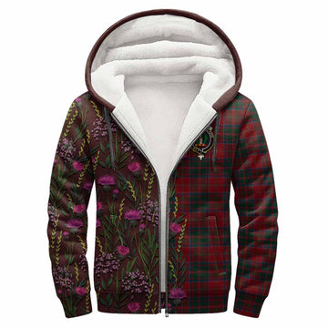 MacDonald (McDonald) of Glencoe Family Crest Tartan Sherpa Hoodie Scottish Thistle Flower Pattern Half Style - Tartan Vibes Clothing