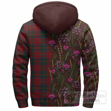 MacDonald (McDonald) of Glencoe Family Crest Tartan Sherpa Hoodie Scottish Thistle Flower Pattern Half Style - Tartan Vibes Clothing
