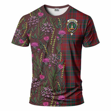 MacDonald (McDonald) of Glencoe Family Crest Tartan T-Shirt Scottish Thistle Flower Pattern Half Style