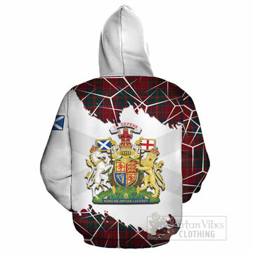 MacDonald (McDonald) of Glencoe Tartan Cotton Hoodie with Family Crest and Lion Rampant Grunge Style