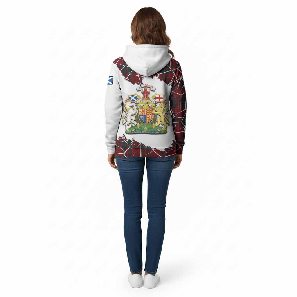 MacDonald (McDonald) of Glencoe Tartan Cotton Hoodie with Family Crest and Lion Rampant Grunge Style