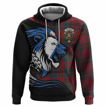 MacDonald (McDonald) of Glencoe Tartan Crest Hoodie Scottish Golden Lions Wave Flow