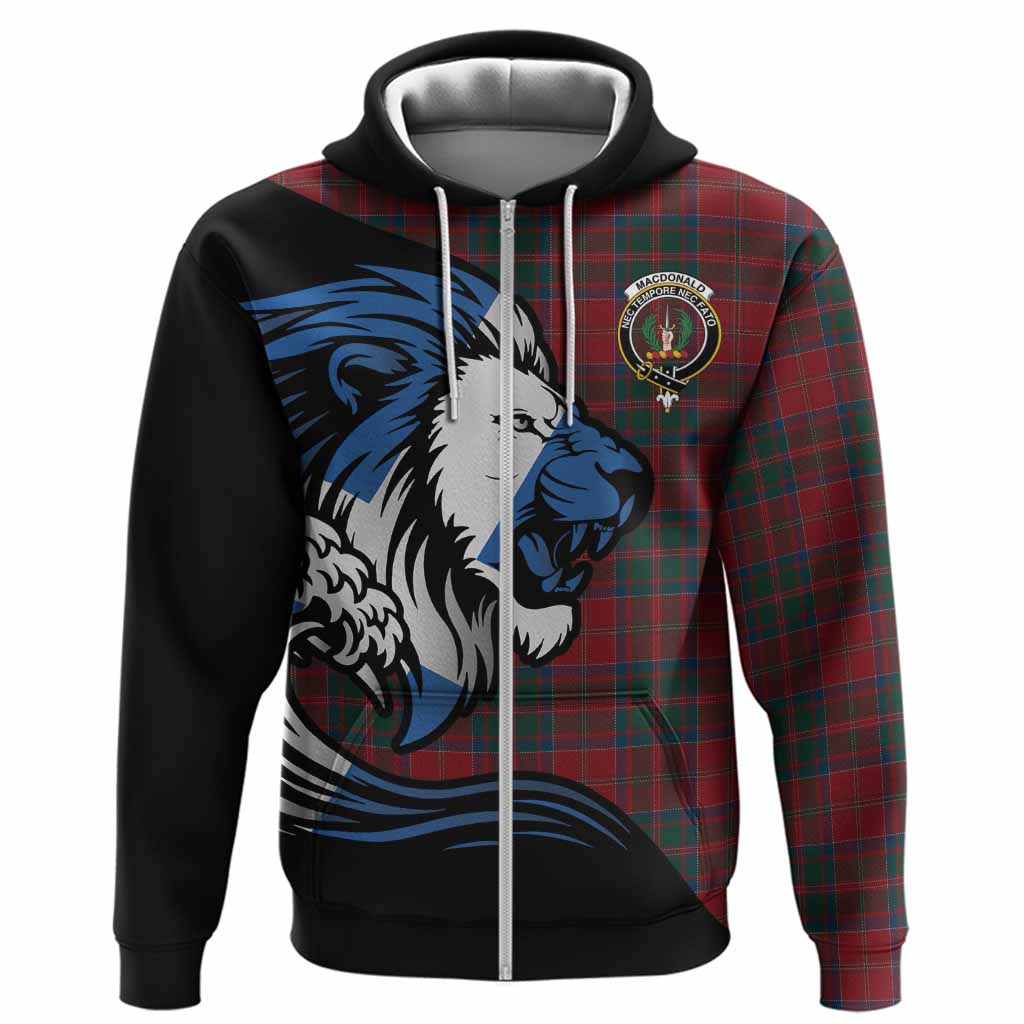 MacDonald (McDonald) of Glencoe Tartan Crest Hoodie Scottish Golden Lions Wave Flow