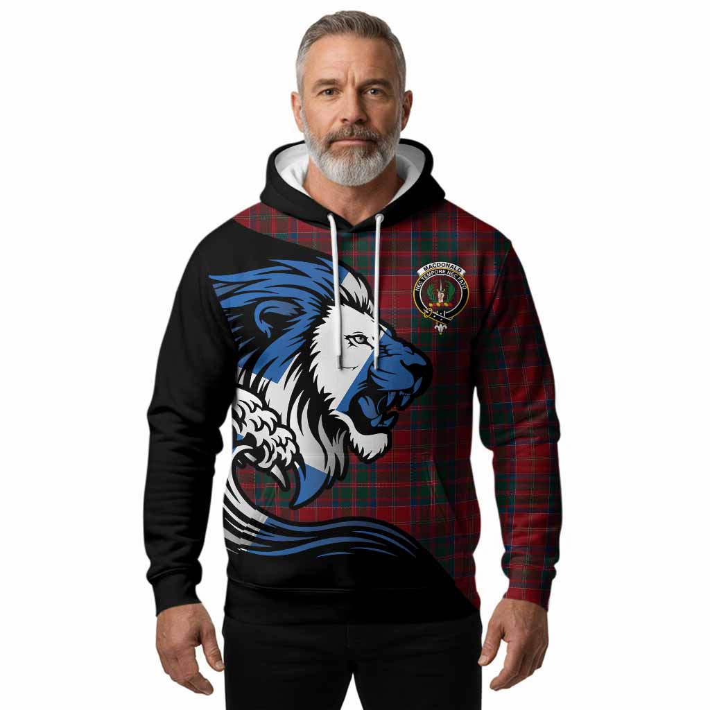 MacDonald (McDonald) of Glencoe Tartan Crest Hoodie Scottish Golden Lions Wave Flow