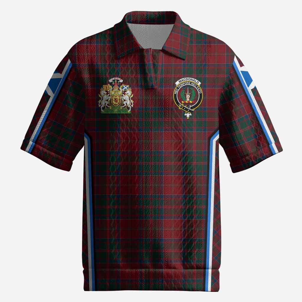 MacDonald (McDonald) of Glencoe Tartan Crest Men’s Polo Sweater Top Scotland Coat of Arm Flag Style