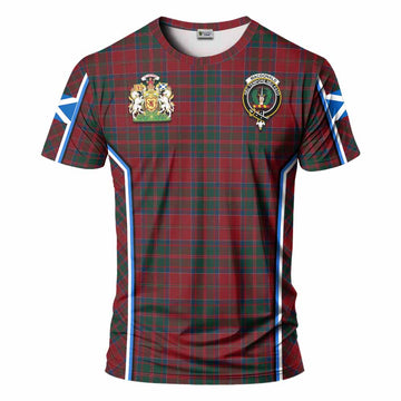 MacDonald (McDonald) of Glencoe Tartan Crest T-shirt Scotland Coat of Arm Flag Style